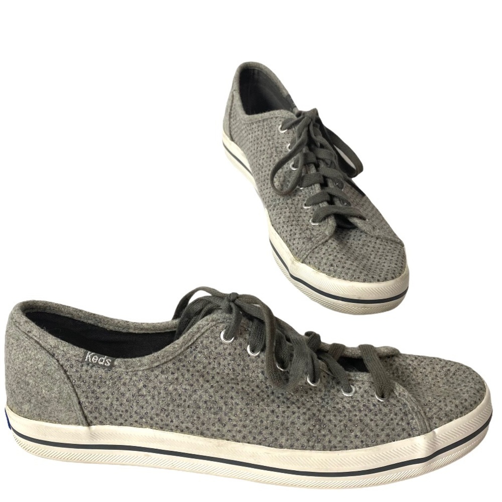 Keds Grey Glitter Kickstart Wool Sneaker Shoes 10 Gem